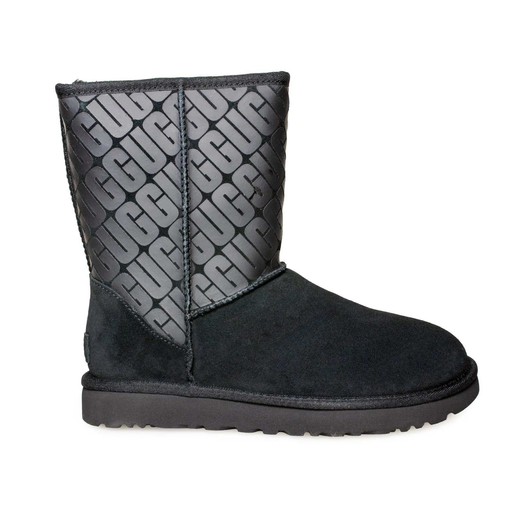 UGG Classic Short II UGG Logo Black Boots - Women's