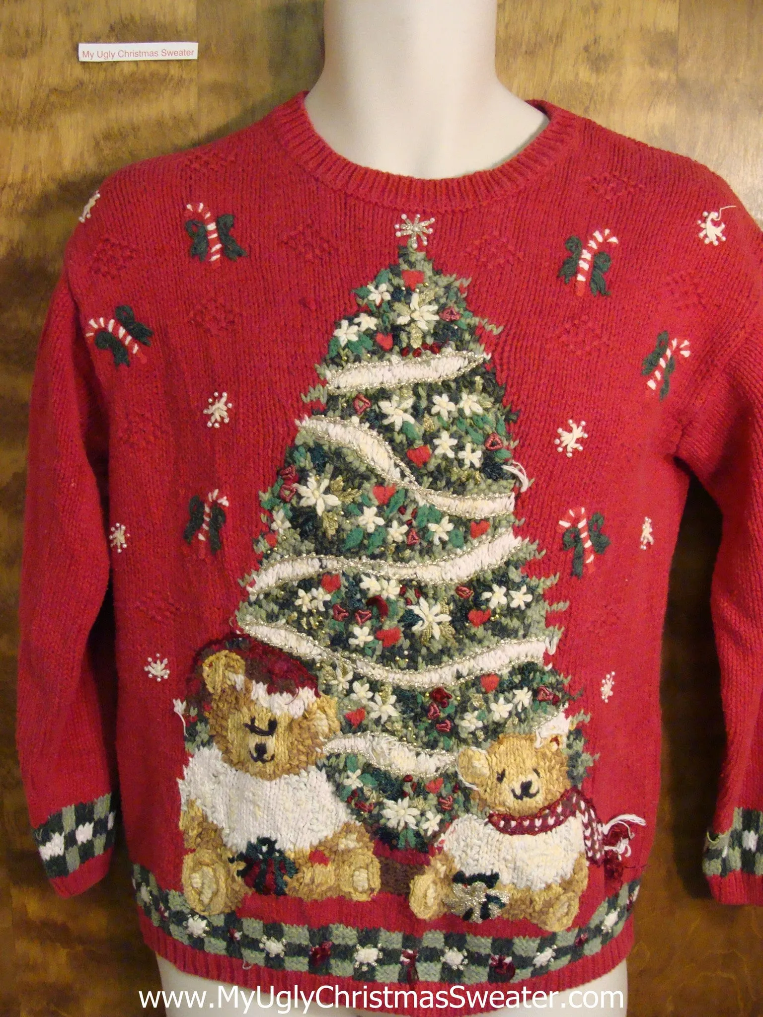 Ugly Red Christmas Sweater with Huge Tree