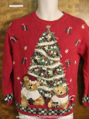 Ugly Red Christmas Sweater with Huge Tree