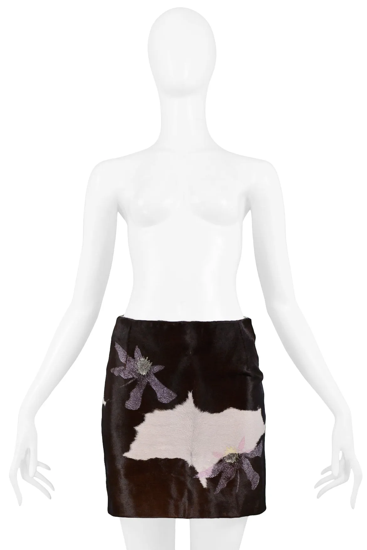 VERSACE CALF HAIR MINI SKIRT