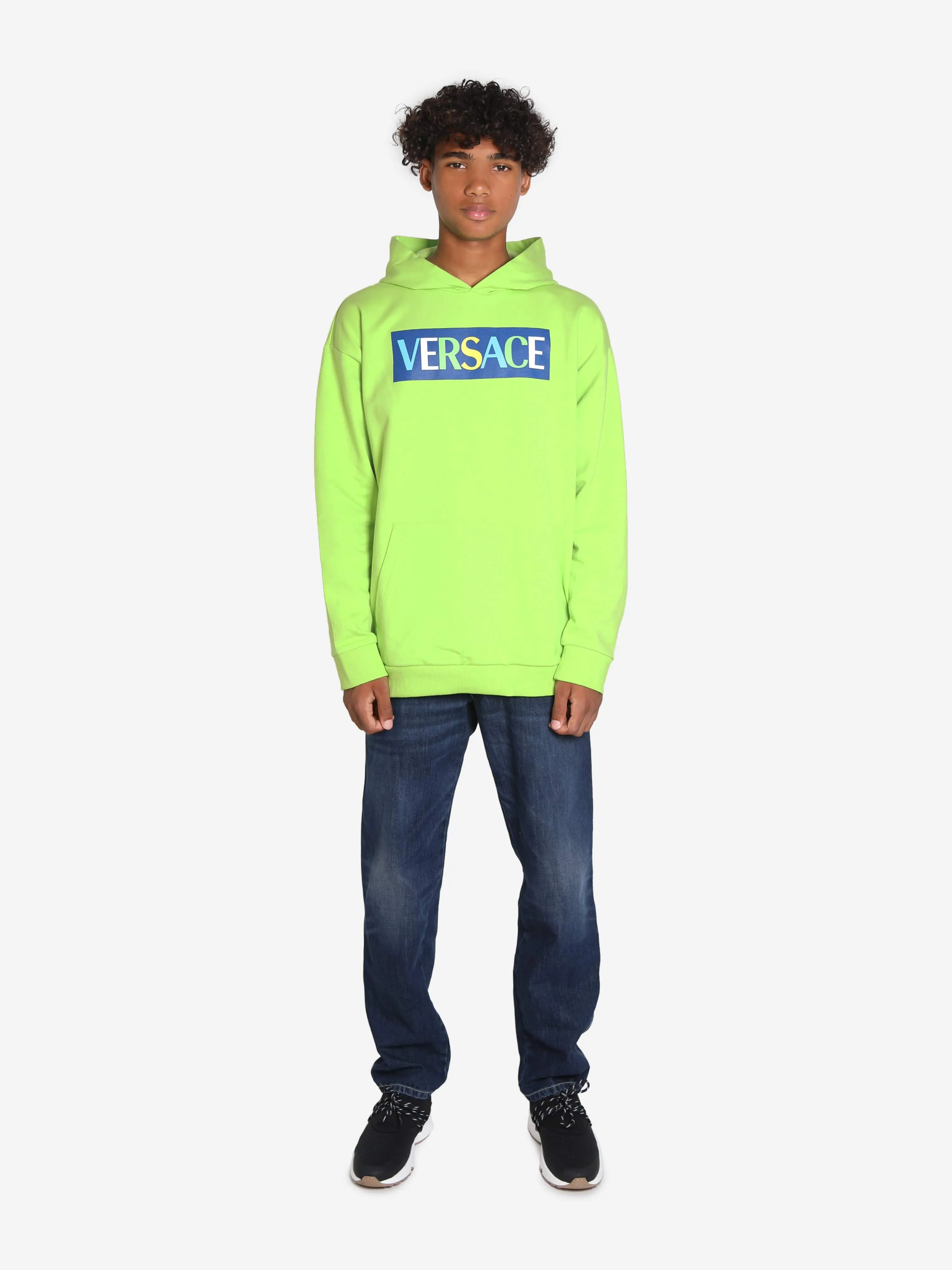 Versace Kids Logo Hoodie in Green