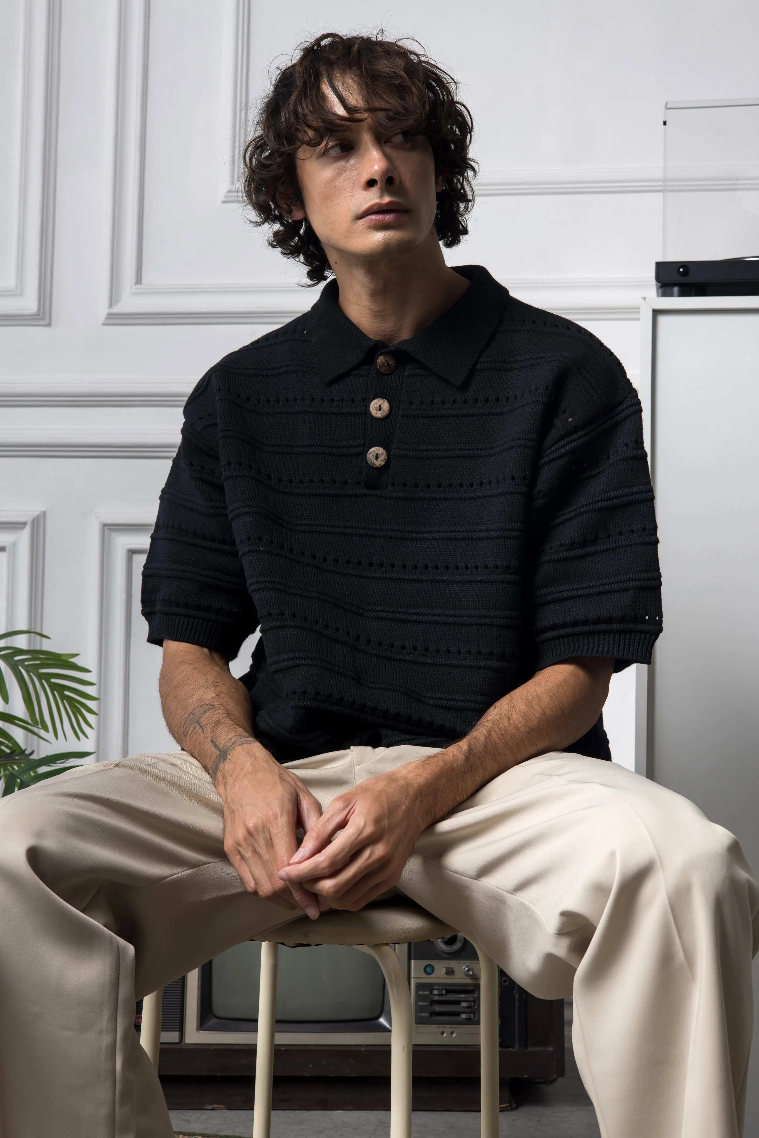 Vincent Knit Polo - Black