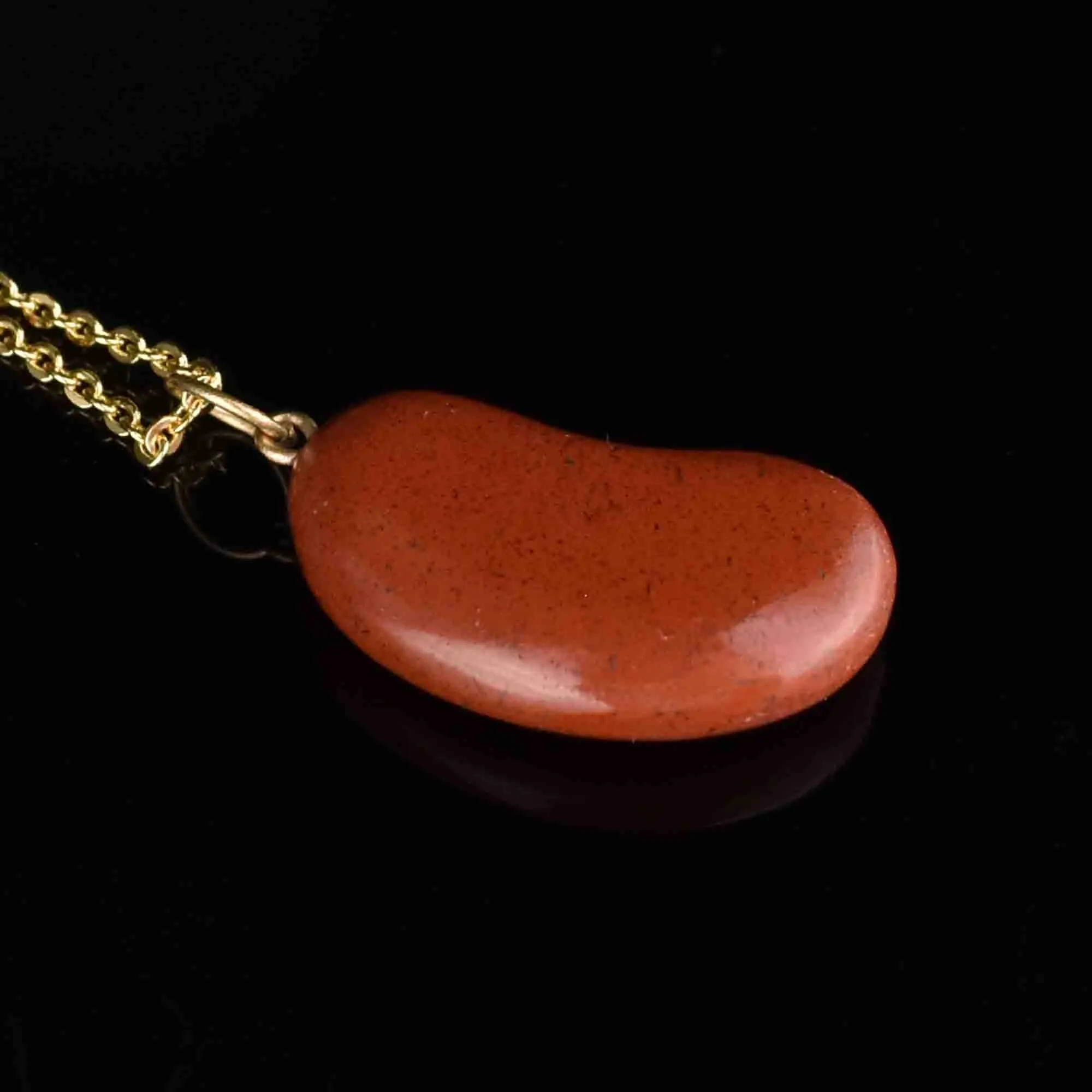 Vintage Gold Jasper Lucky Bean Pendant Necklace