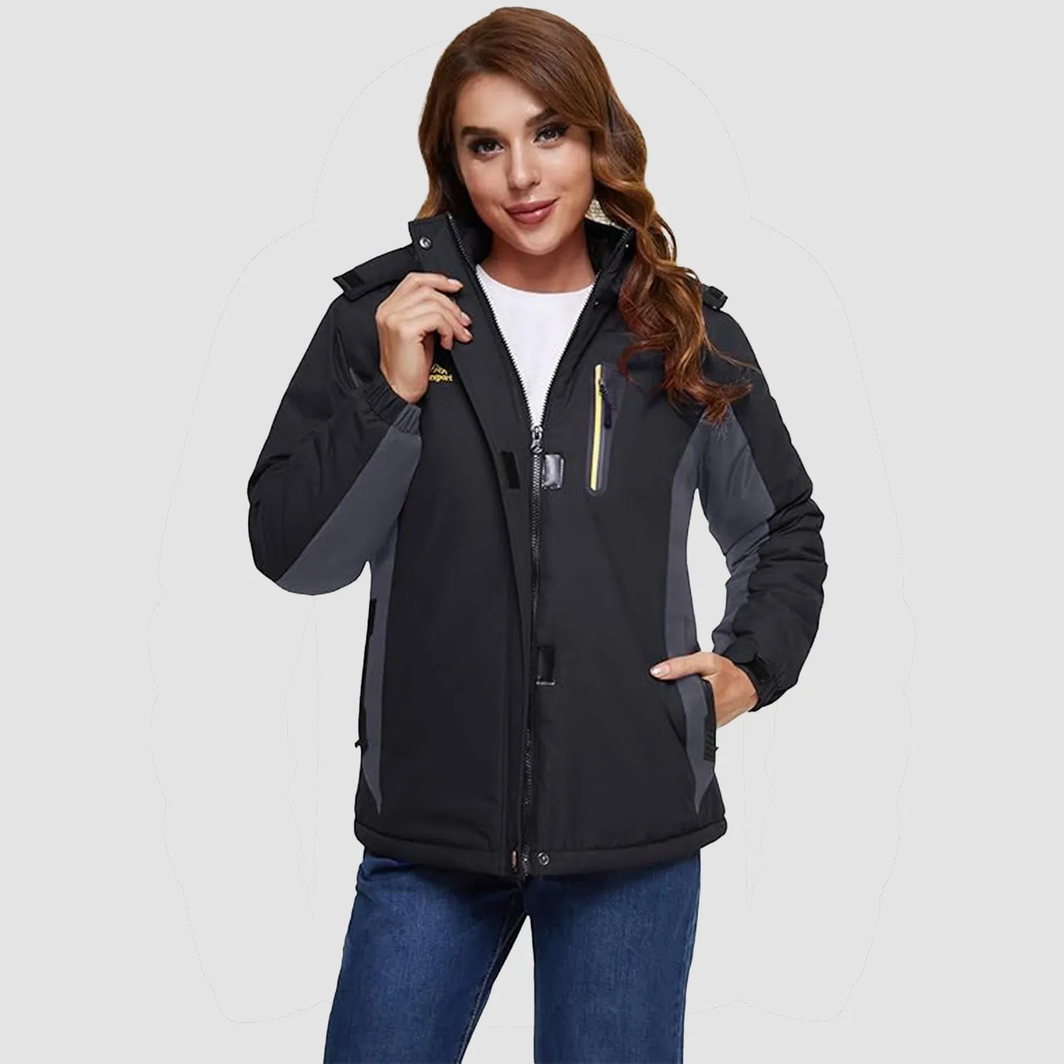 Warm Women’s Waterproof Fleece Lined Ski Jacket with Hood – Perfect for Winter Activities