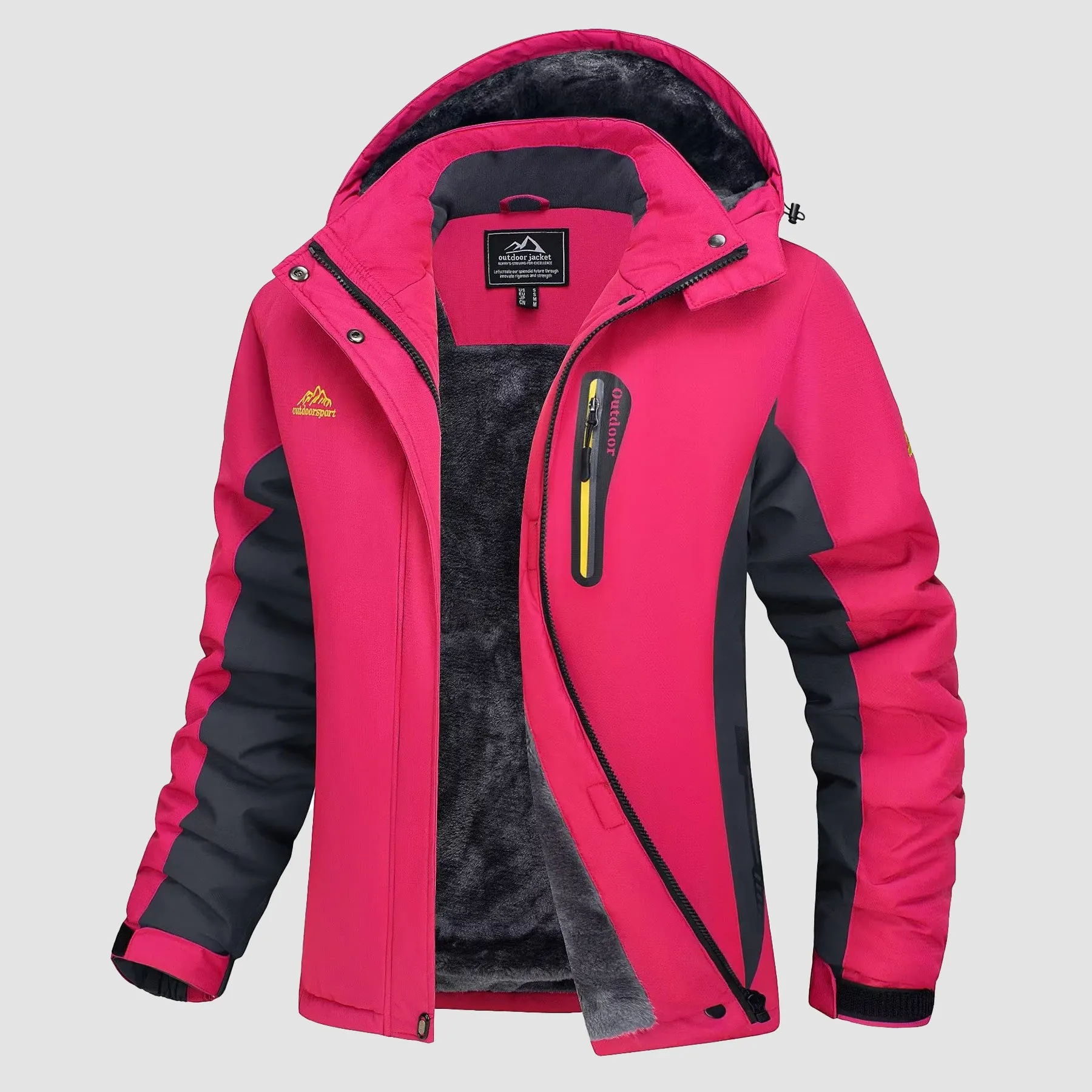 Warm Women’s Waterproof Fleece Lined Ski Jacket with Hood – Perfect for Winter Activities