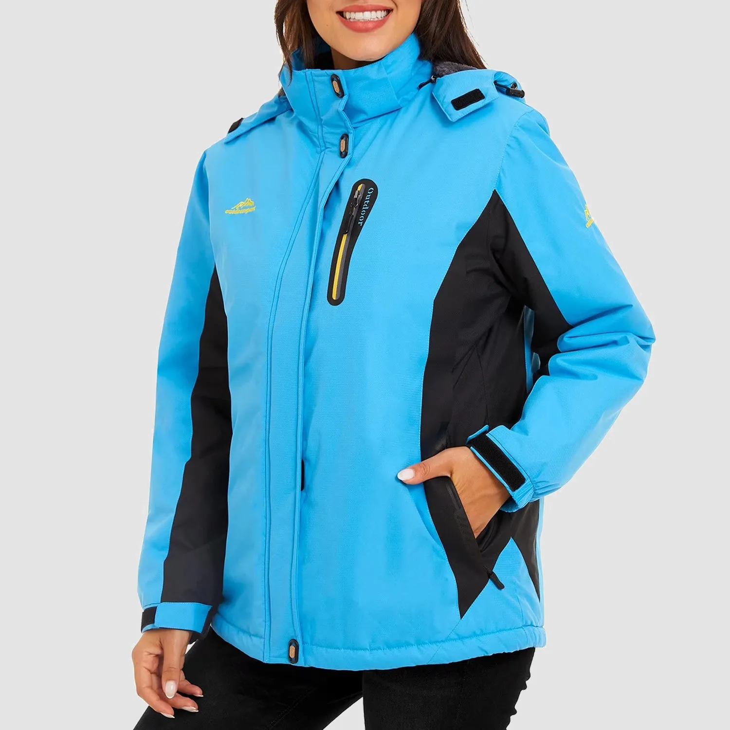 Warm Women’s Waterproof Fleece Lined Ski Jacket with Hood – Perfect for Winter Activities