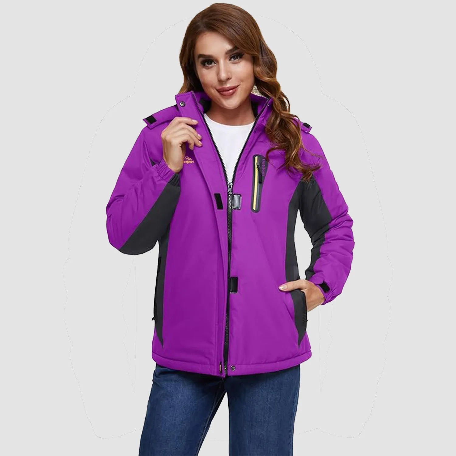 Warm Women’s Waterproof Fleece Lined Ski Jacket with Hood – Perfect for Winter Activities