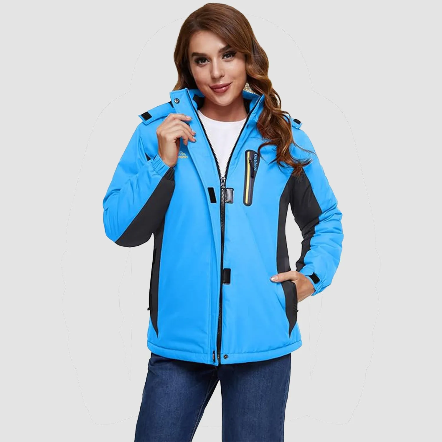 Warm Women’s Waterproof Fleece Lined Ski Jacket with Hood – Perfect for Winter Activities