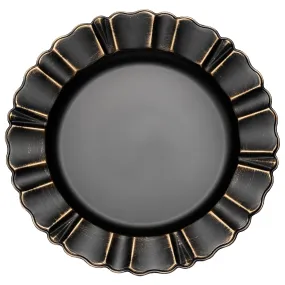 Waved Scalloped Acrylic 13" Charger Plate - Black & Gold