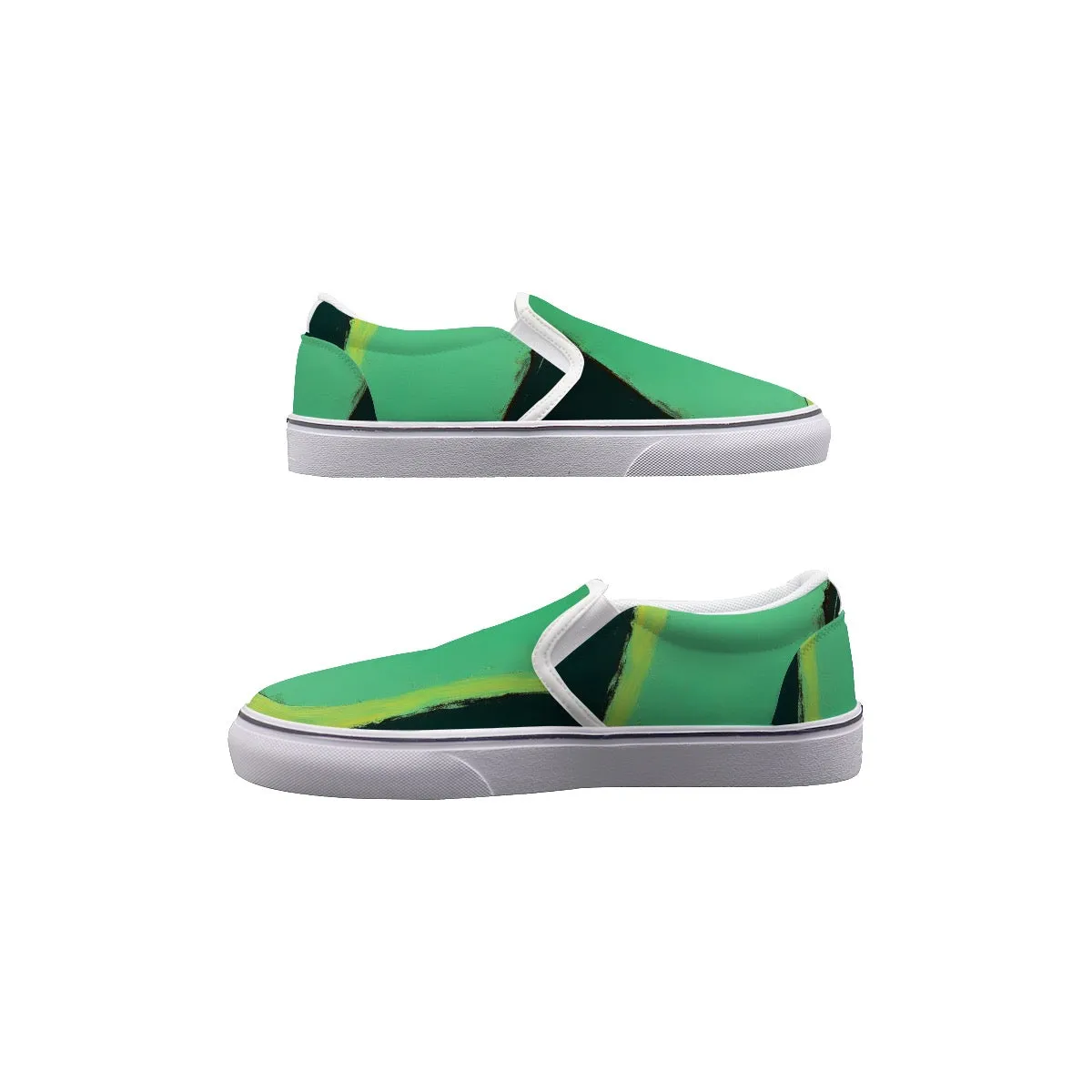 Women's Slip On Sneakers218 green abstract, print