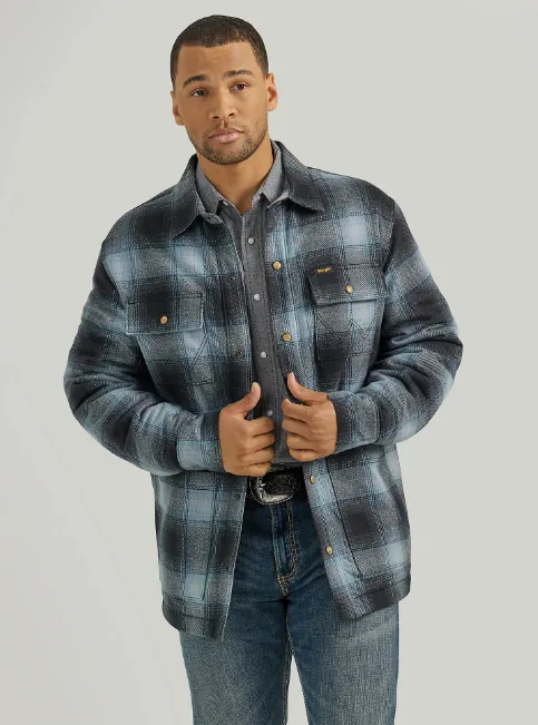 Wrangler Men's Mid-State Plaid Sherpa Lined Flannel Shacket 112353407