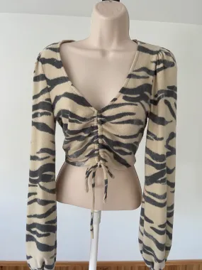 Zebra Print Crop - Taupe/Grey